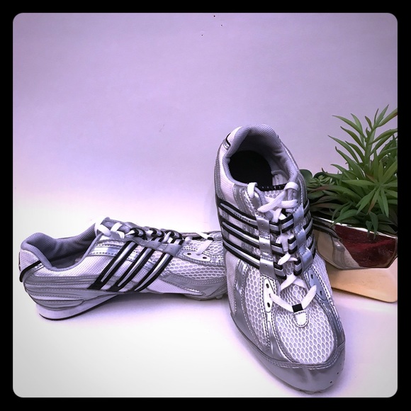 Adidas Shoes - Adidas Silver and White Spiked Track Shoes